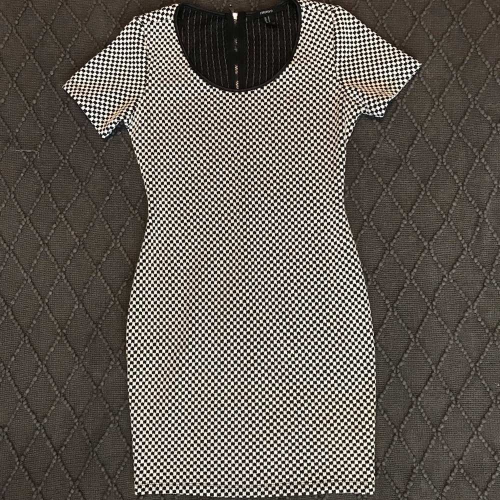 Forever 21 checkered black and white dress
